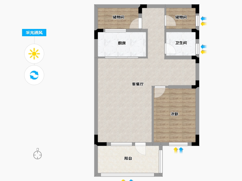 辽宁省-大连市-龙湖阳光城·云峰原著-70.00-户型库-采光通风