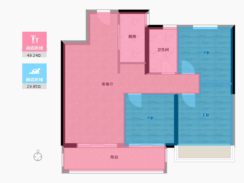 甘肃省-兰州市-绿地米勒国际花都-74.13-户型库-动静分区