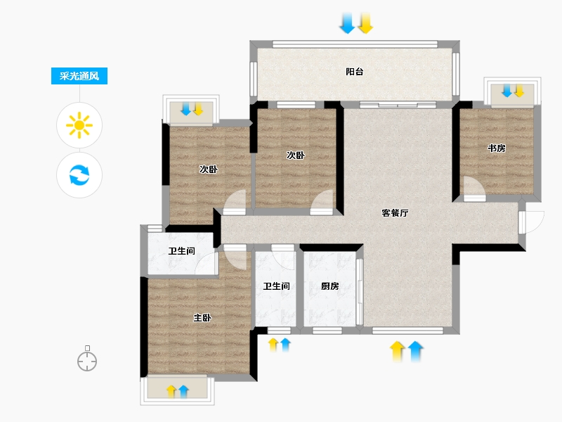 广西壮族自治区-梧州市-彰泰城-125.00-户型库-采光通风