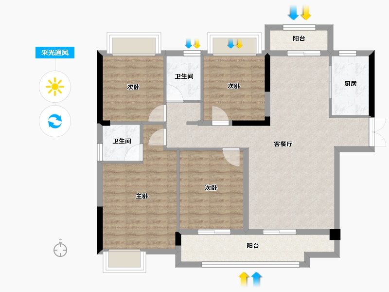 福建省-三明市-名门世家二期-135.00-户型库-采光通风