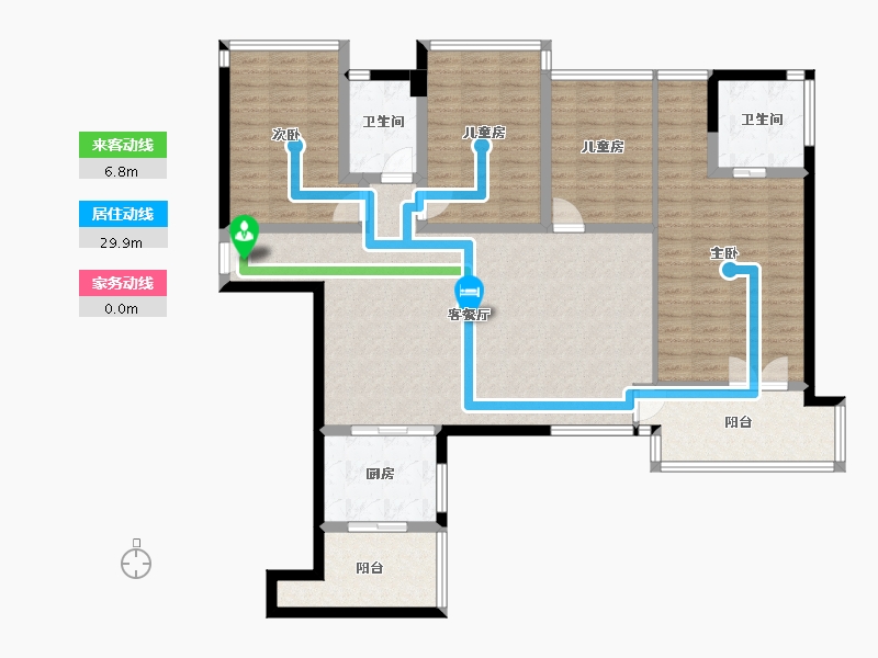 福建省-厦门市-海峡国际社区-一期-125.00-户型库-动静线