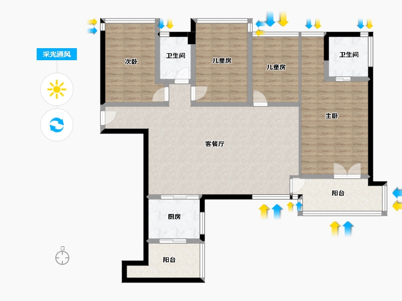 福建省-厦门市-海峡国际社区-一期-125.00-户型库-采光通风