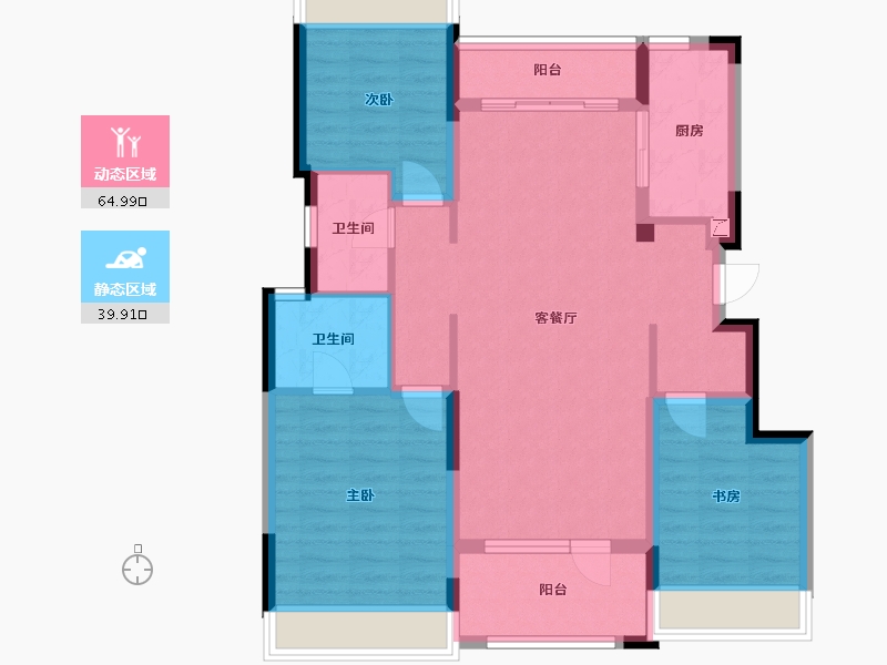 辽宁省-沈阳市-中粮锦云天城-98.00-户型库-动静分区