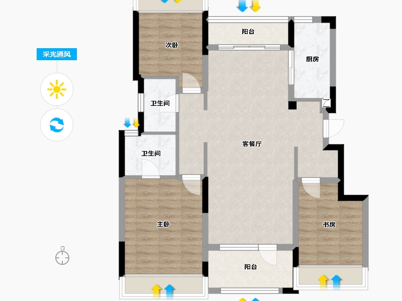 辽宁省-沈阳市-中粮锦云天城-98.00-户型库-采光通风