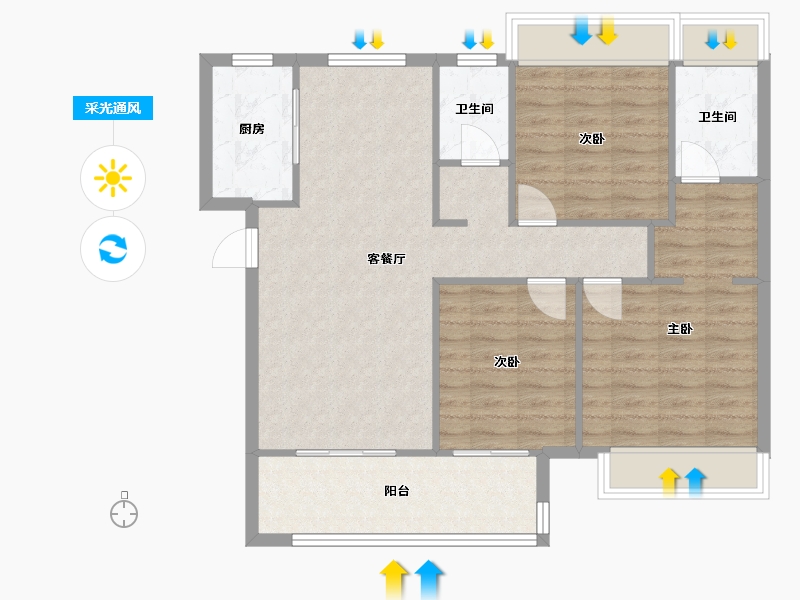 湖北省-武汉市-华发·四季-90.00-户型库-采光通风