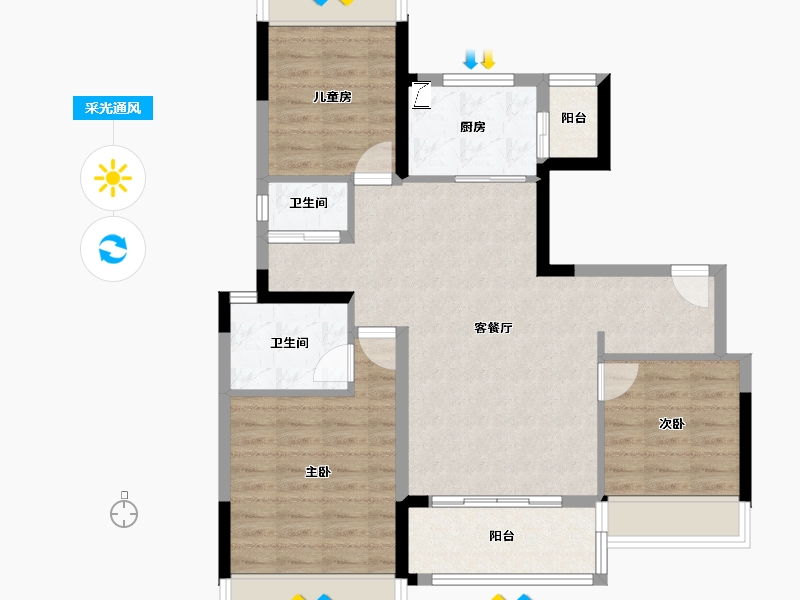 浙江省-杭州市-GFCGVC-70.00-户型库-采光通风