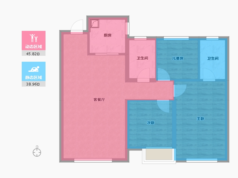 内蒙古自治区-赤峰市-中梁·百合四季项目地-85.00-户型库-动静分区