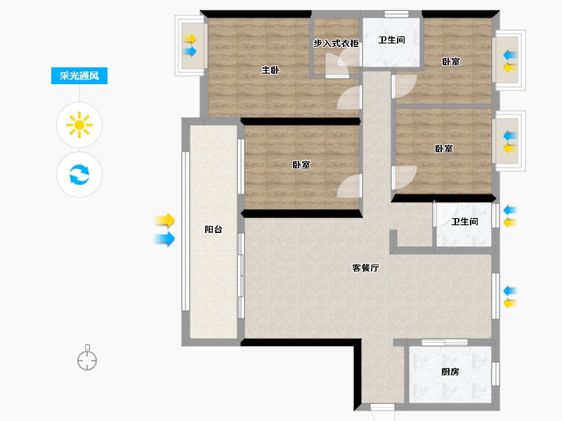 湖南省-岳阳市-御城汉昌府-110.00-户型库-采光通风