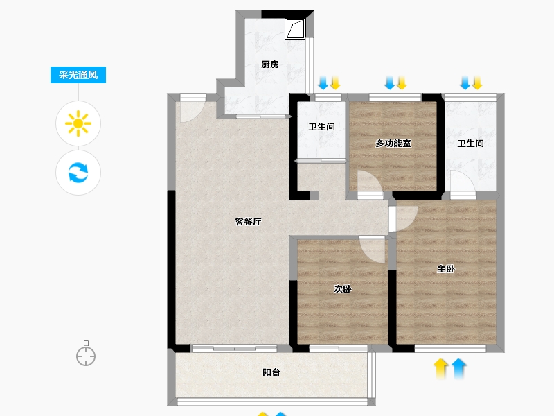 湖南省-长沙市-万境潇湘-89.00-户型库-采光通风