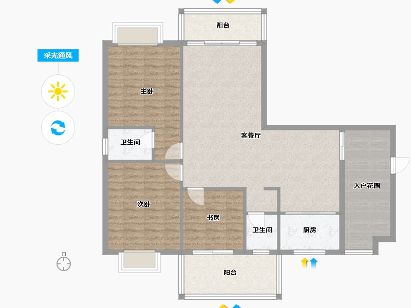 广西壮族自治区-柳州市-融江现代城-120.00-户型库-采光通风