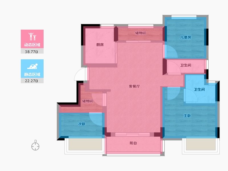 浙江省-嘉兴市-旭辉梦想城-92.00-户型库-动静分区