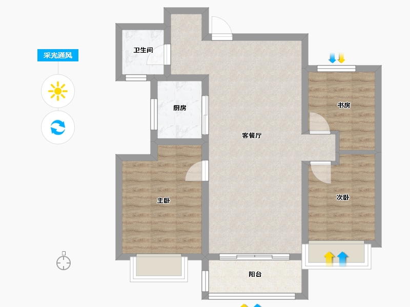 河北省-衡水市-橄榄绿洲-C区-83.00-户型库-采光通风