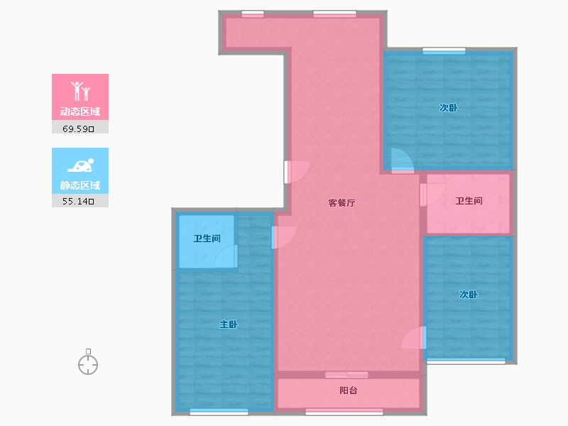 内蒙古自治区-兴安盟-雅仕居-125.00-户型库-动静分区