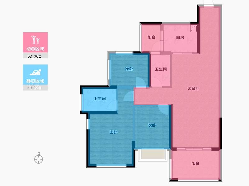 广东省-湛江市-华和南国银苑-88.07-户型库-动静分区