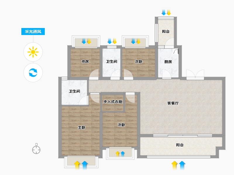 重庆-重庆市-保利堂悦B区-115.00-户型库-采光通风