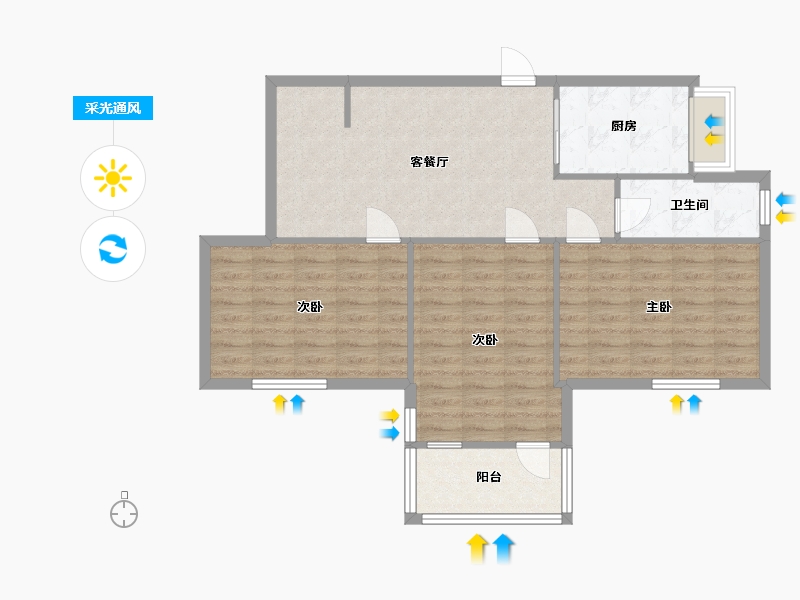 湖北省-武汉市-南湖新村-81.90-户型库-采光通风