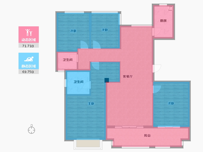 浙江省-宁波市-湖山一品-128.00-户型库-动静分区