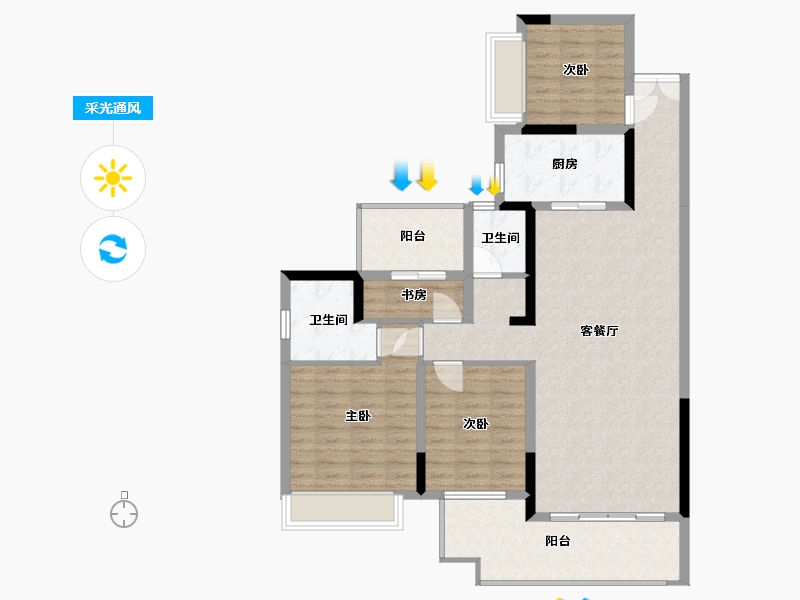 湖南省-株洲市-景秀家园-135.00-户型库-采光通风