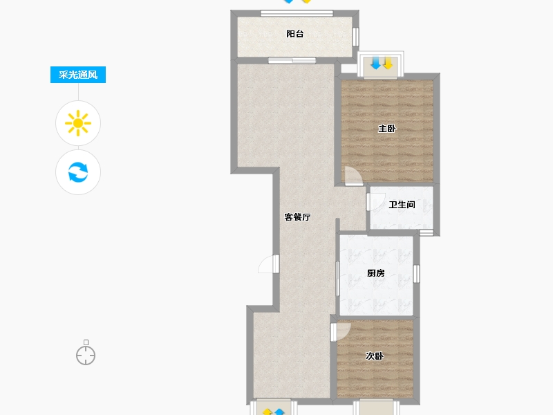 江苏省-镇江市-龙湖雅苑-83.00-户型库-采光通风