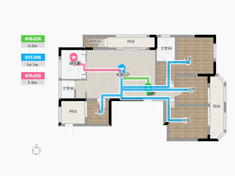 浙江省-金华市-龙海花园-130.00-户型库-动静线