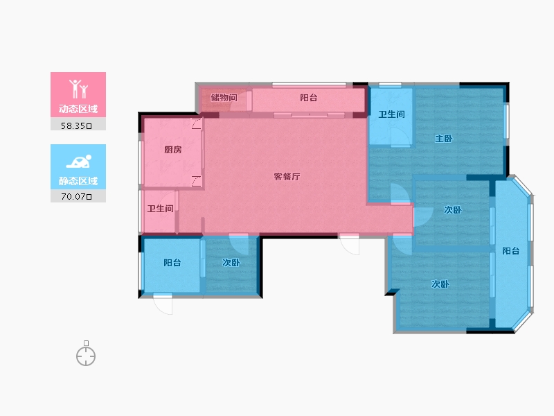 浙江省-金华市-龙海花园-130.00-户型库-动静分区