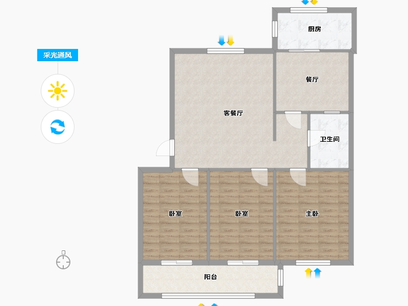 河南省-郑州市-郑州经济技术开发区管委会第一家属院-112.67-户型库-采光通风