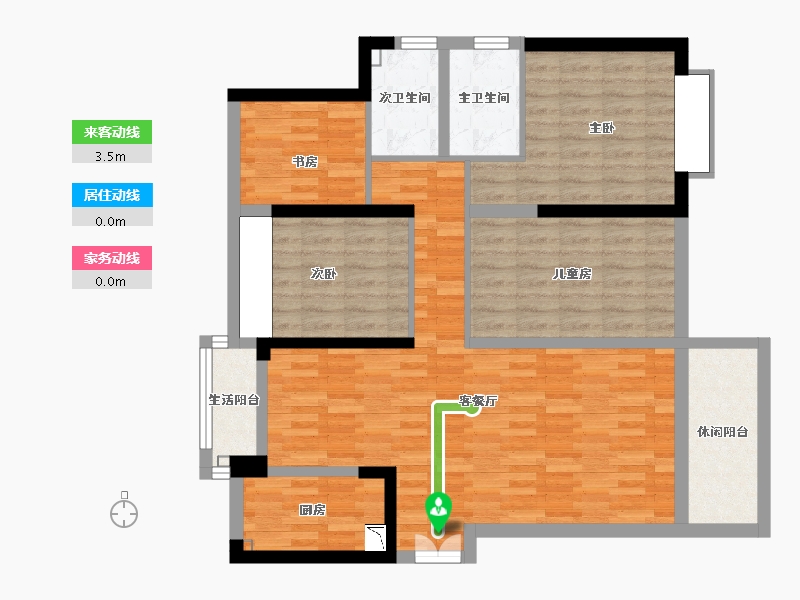 湖南省-长沙市-杨家山-105.05-户型库-动静线