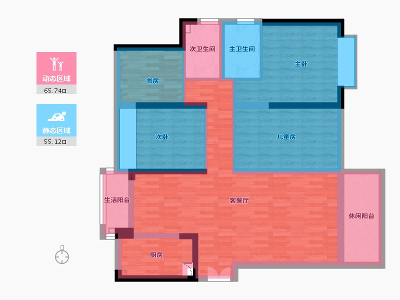 湖南省-长沙市-杨家山-105.05-户型库-动静分区