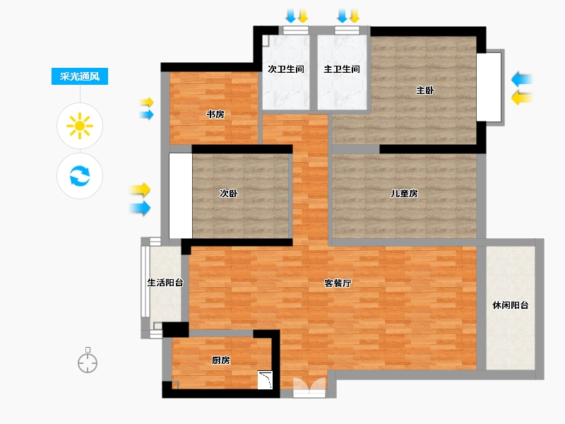 湖南省-长沙市-杨家山-105.05-户型库-采光通风