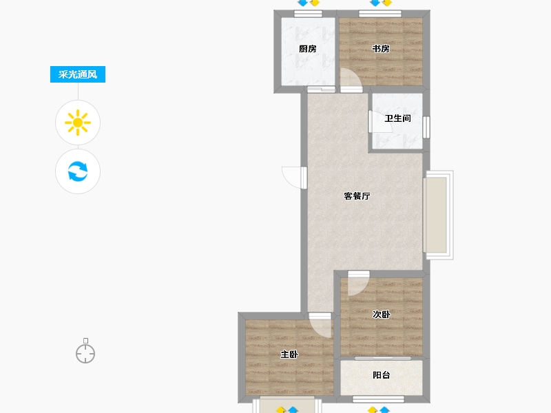 山东省-潍坊市-恒信宝通御园-70.30-户型库-采光通风