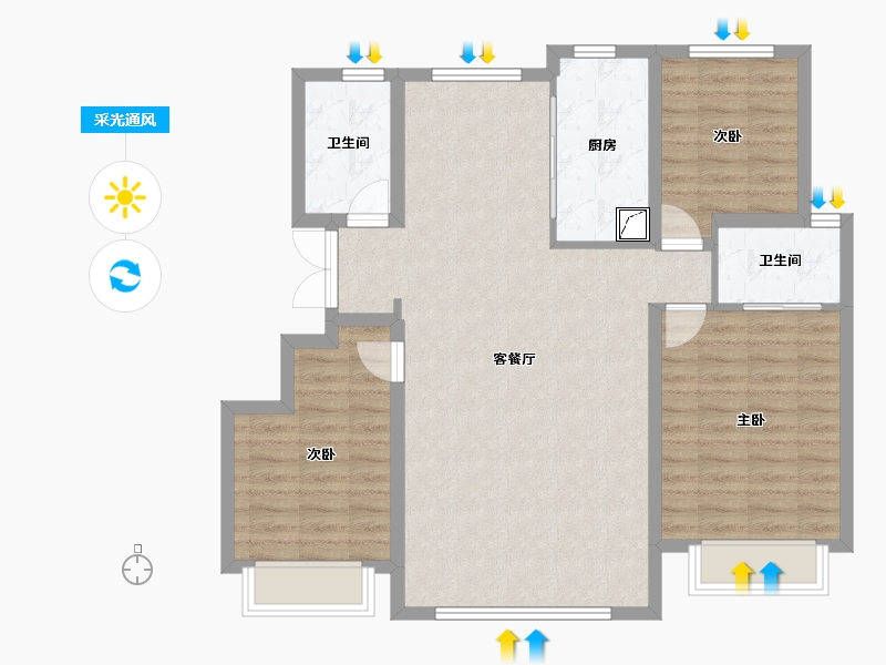 天津-天津市-玺越潮鸣-108.00-户型库-采光通风