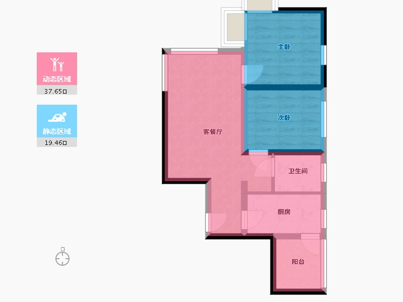 辽宁省-沈阳市-保利达沈河东-68.00-户型库-动静分区