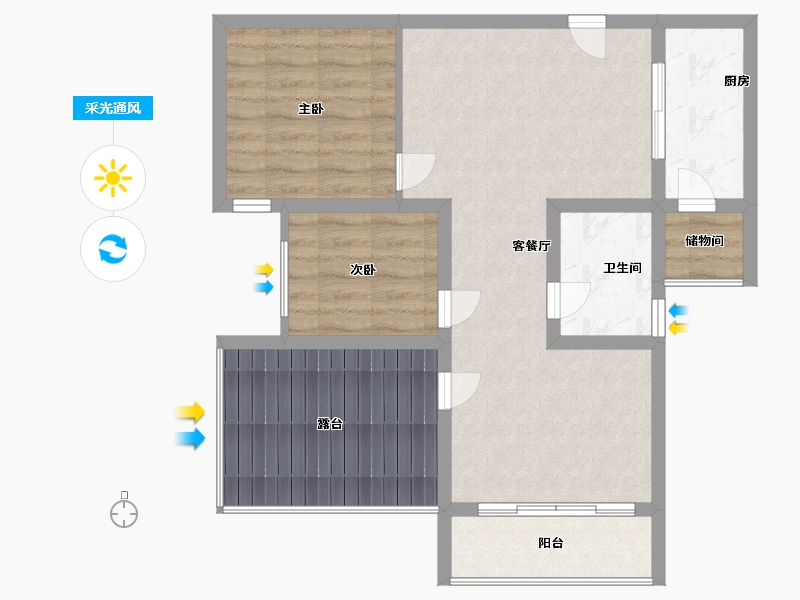 河南省-郑州市-星联湾-72.00-户型库-采光通风