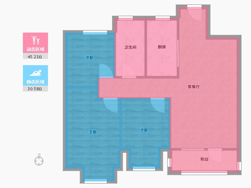 辽宁省-大连市-金湾十里海-98.00-户型库-动静分区