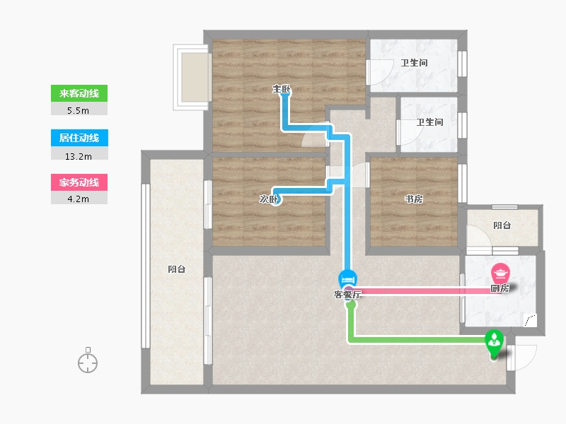 安徽省-宿州市-豪翔新都-83.83-户型库-动静线