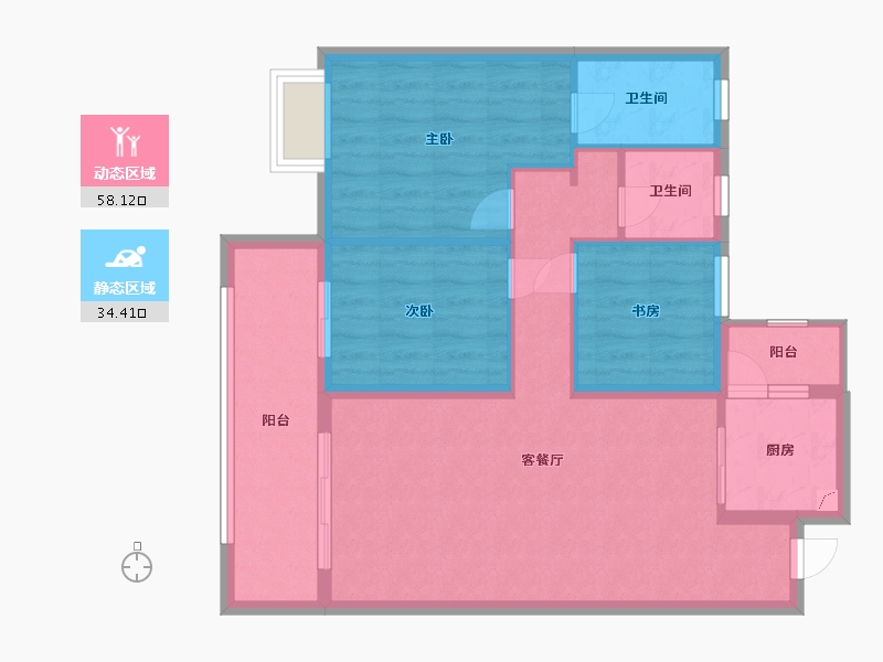 安徽省-宿州市-豪翔新都-83.83-户型库-动静分区