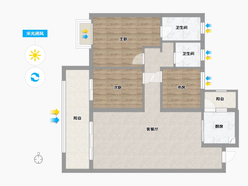 安徽省-宿州市-豪翔新都-83.83-户型库-采光通风