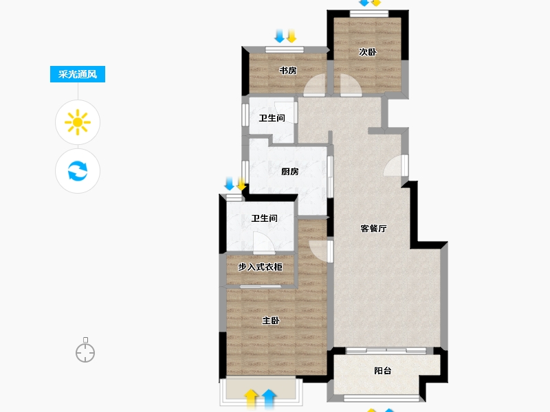 浙江省-湖州市-西湖观邸-85.93-户型库-采光通风