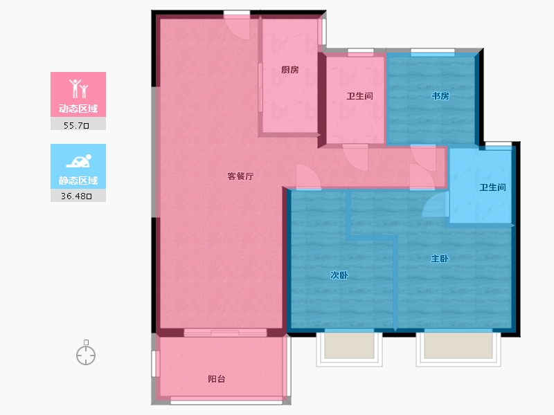 江西省-九江市-美的天铂湾-83.00-户型库-动静分区