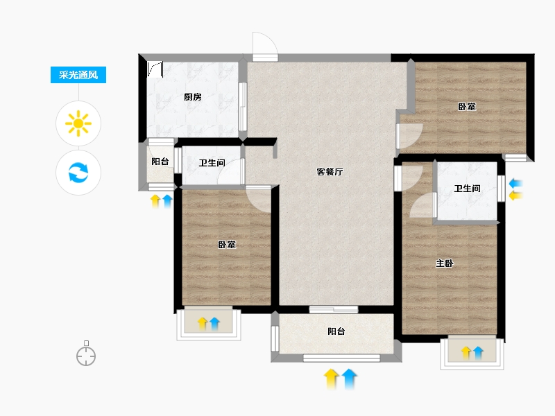 广东省-惠州市-珠江东岸-87.00-户型库-采光通风