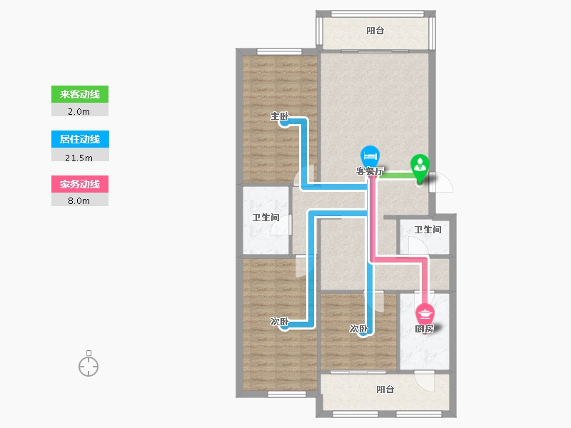 北京-北京市-檀城东区-99.60-户型库-动静线