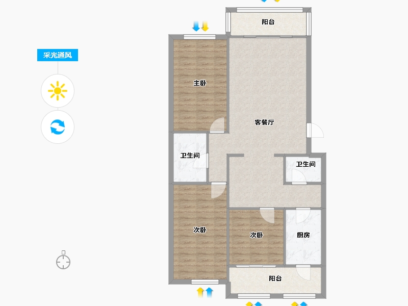 北京-北京市-檀城东区-99.60-户型库-采光通风