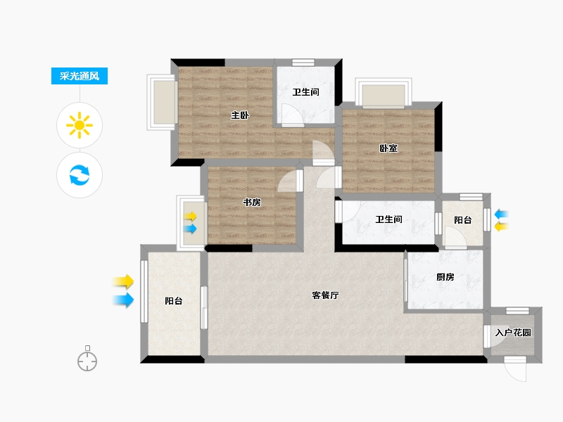 四川省-泸州市-御景东城-109.70-户型库-采光通风