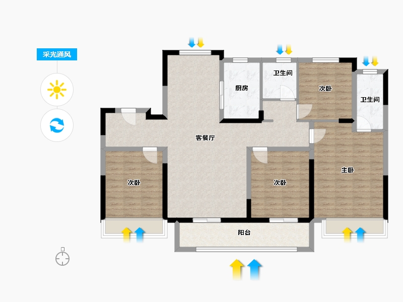 浙江省-嘉兴市-花语钱塘-120.00-户型库-采光通风