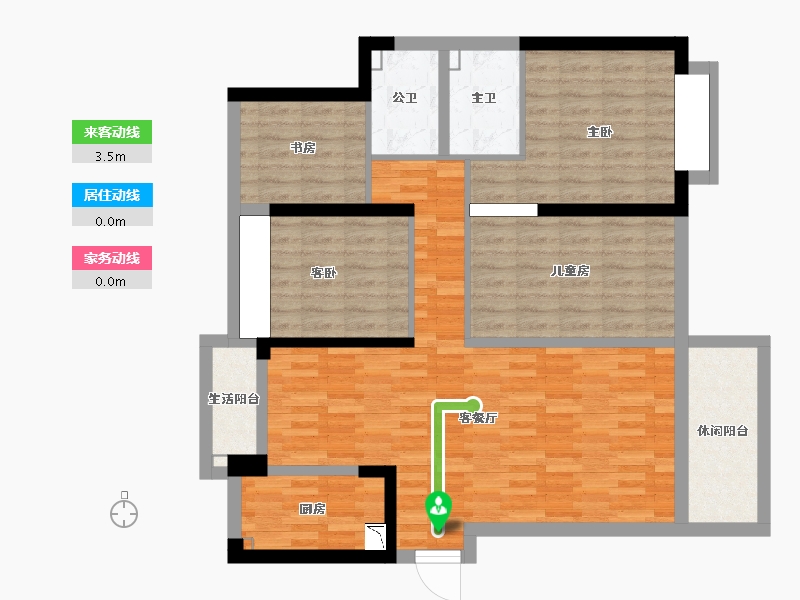 湖南省-长沙市-天下一家-105.40-户型库-动静线