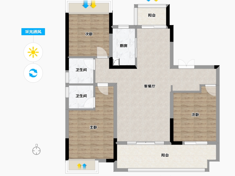 河南省-信阳市-光州壹号院-100.00-户型库-采光通风