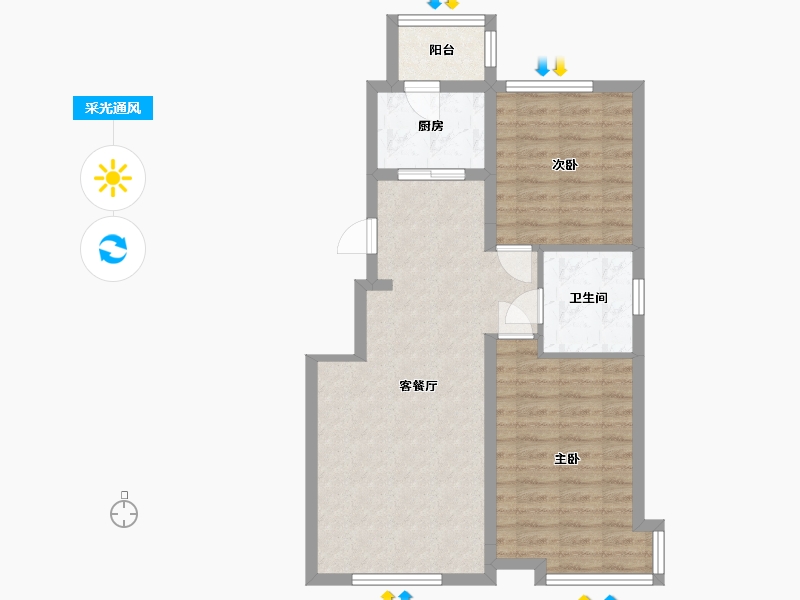 黑龙江省-佳木斯市-阳光河畔-88.56-户型库-采光通风