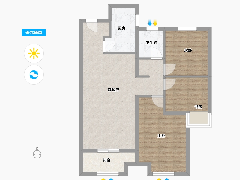 山东省-青岛市-金地锦辰-70.35-户型库-采光通风