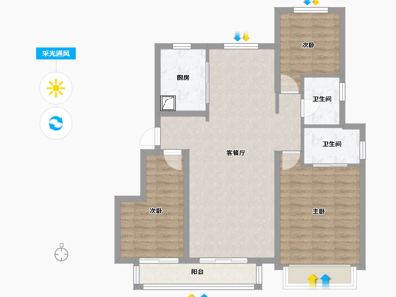 天津-天津市-玺越潮鸣-98.00-户型库-采光通风