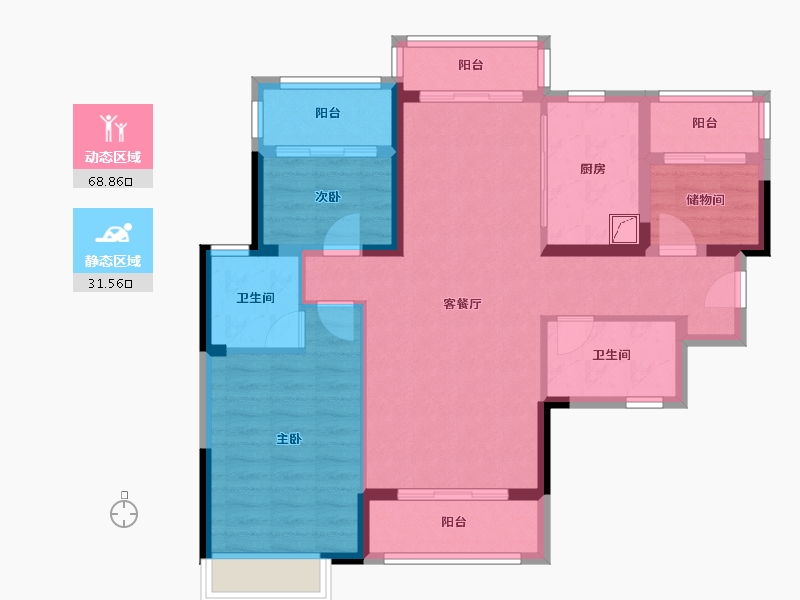 广东省-中山市-雅居乐盈萱花园-112.00-户型库-动静分区